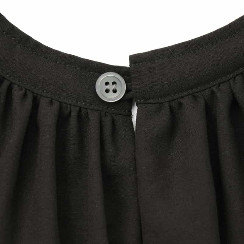 BARNEYS NEW YORK ウォッシャブル ギャザーブラウス BLACK