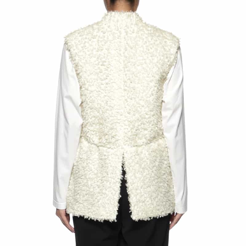 BARNEYS NEW YORK ウォッシャブル フリンジジャカードジレ WHITE