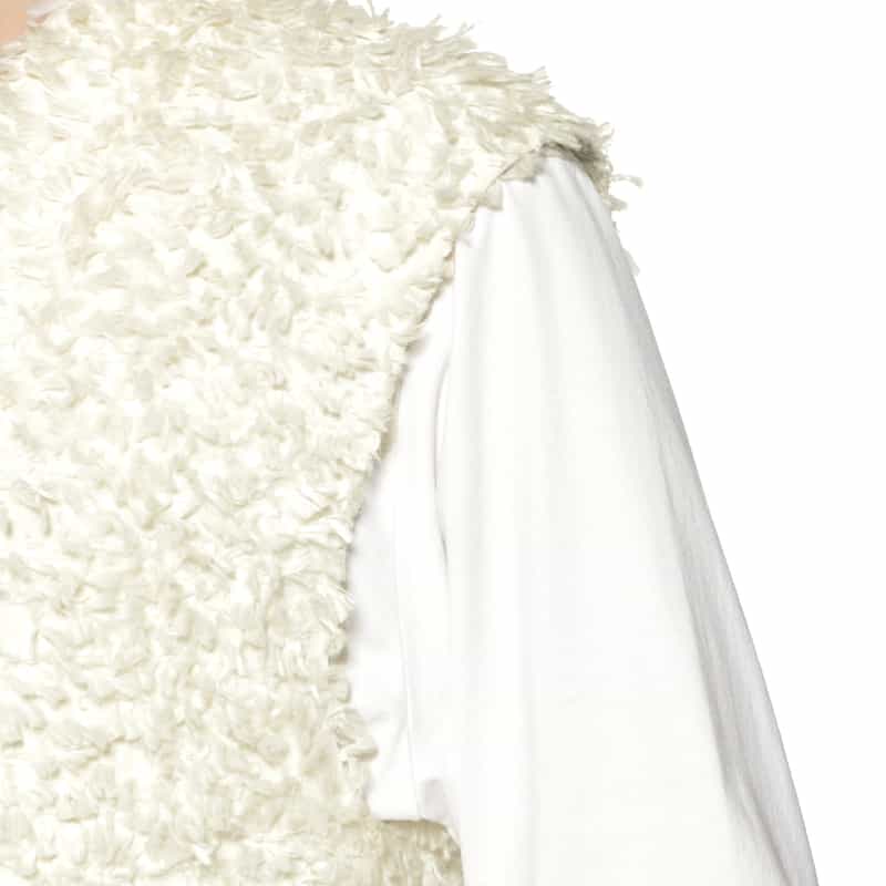 BARNEYS NEW YORK ウォッシャブル フリンジジャカードジレ WHITE