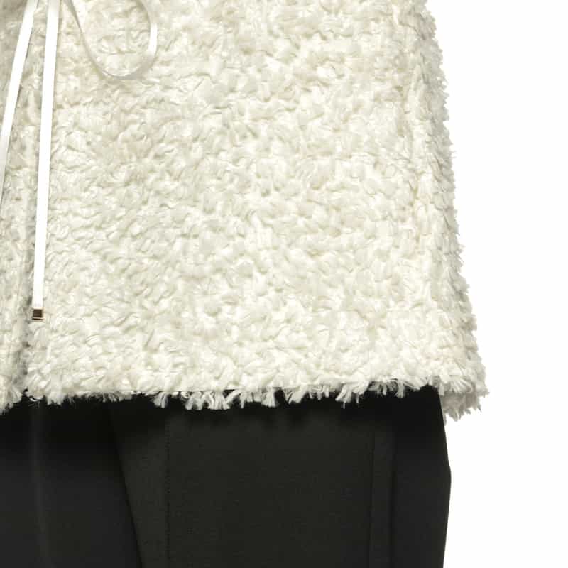 BARNEYS NEW YORK ウォッシャブル フリンジジャカードジレ WHITE