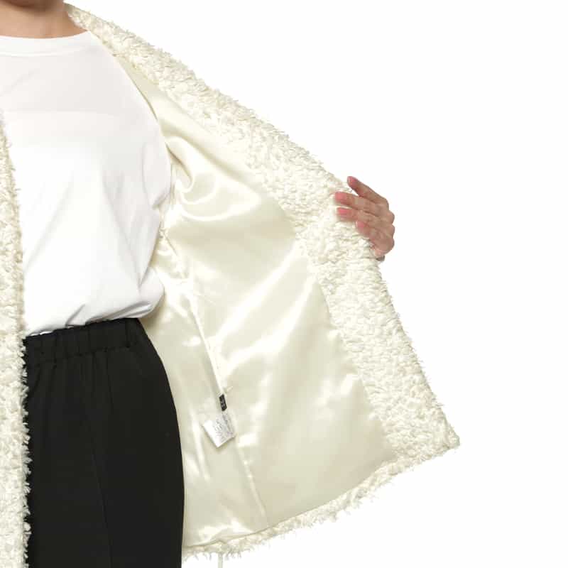 BARNEYS NEW YORK ウォッシャブル フリンジジャカードジレ WHITE