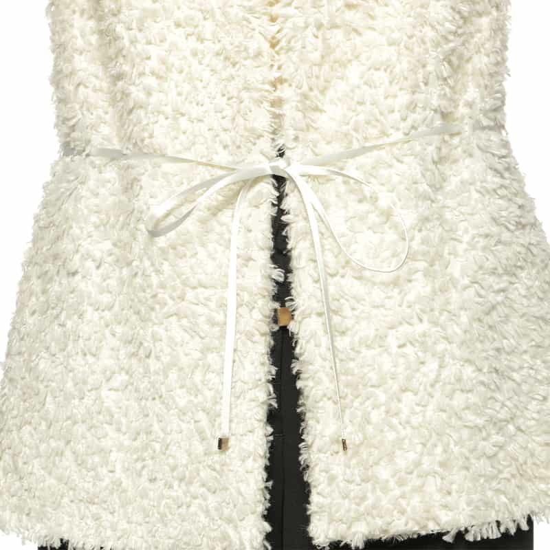 BARNEYS NEW YORK ウォッシャブル フリンジジャカードジレ WHITE