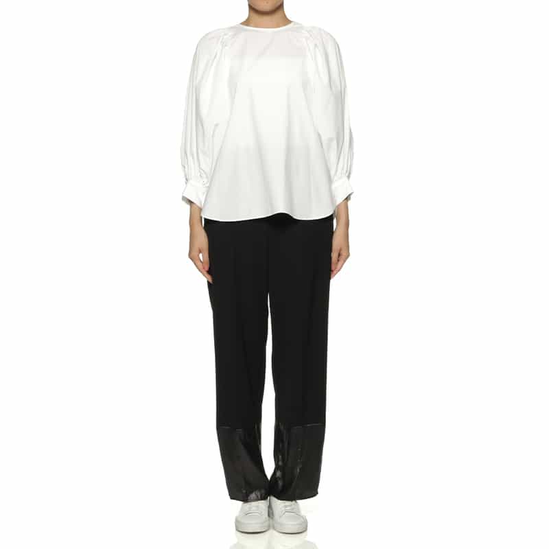 BARNEYS NEW YORK ウォッシャブル ボリュームスリーブブラウス WHITE