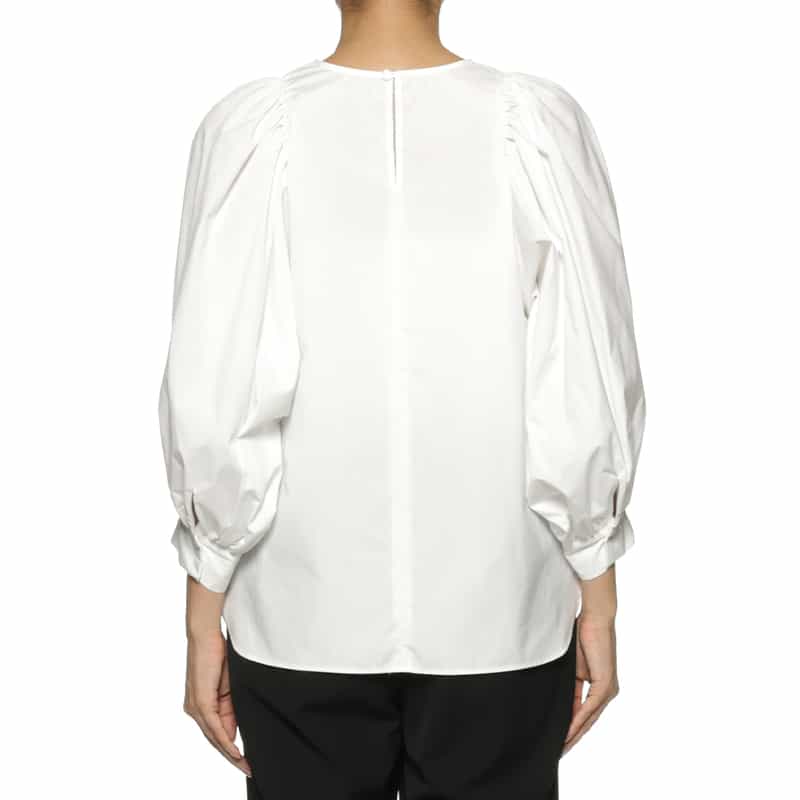 BARNEYS NEW YORK ウォッシャブル ボリュームスリーブブラウス WHITE