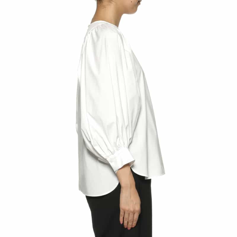 BARNEYS NEW YORK ウォッシャブル ボリュームスリーブブラウス WHITE