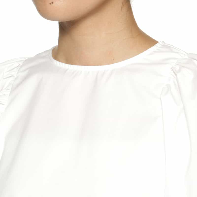 BARNEYS NEW YORK ウォッシャブル ボリュームスリーブブラウス WHITE