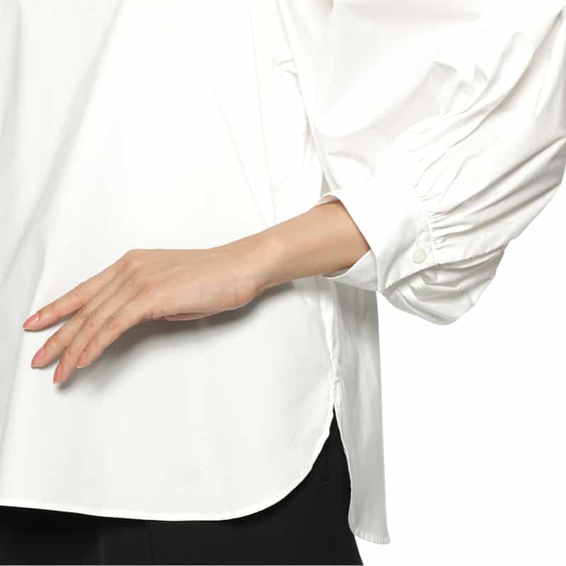 BARNEYS NEW YORK ウォッシャブル ボリュームスリーブブラウス WHITE