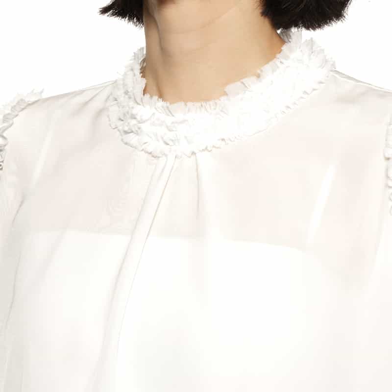 BARNEYS NEW YORK ウォッシャブル ノースリーブブラウス WHITE