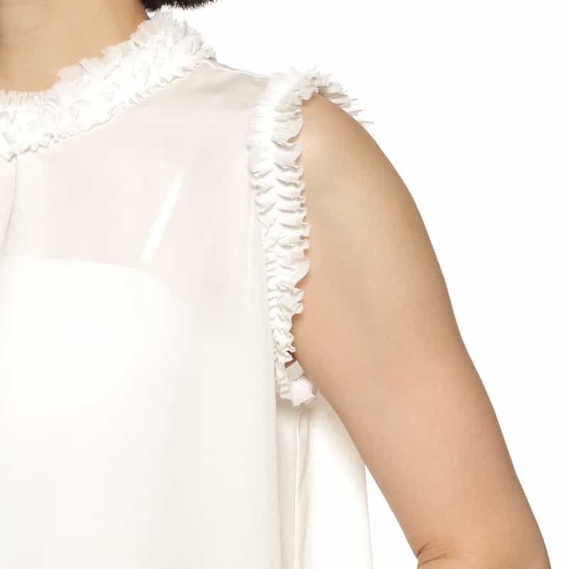 BARNEYS NEW YORK ウォッシャブル ノースリーブブラウス WHITE