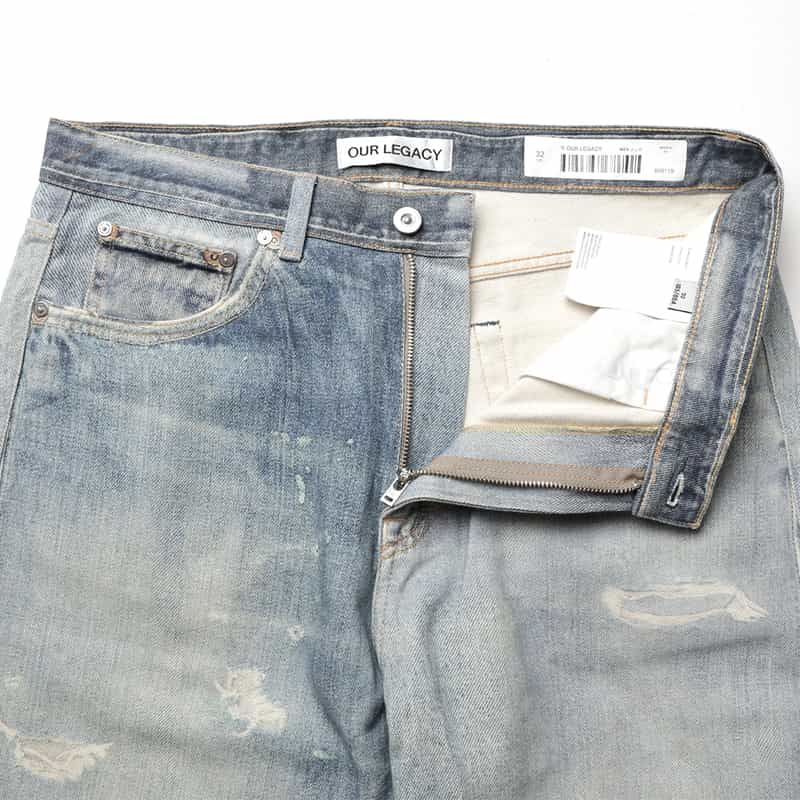 OUR LEGACY OUR LEGACY＜アワー レガシー＞ ダメージ加工デニムパンツ LIGHT BLUE