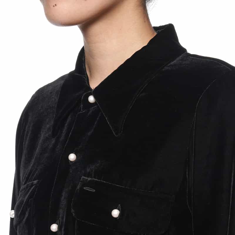 MADISONBLUE MADISONBLUE ＜マディソンブルー＞ ベルベット素材シャツ “ MADAME“ BLACK