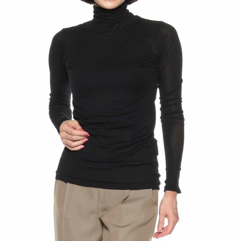AURALEE AURALEE＜オーラリー＞ タートルネックコットンTシャツ BLACK