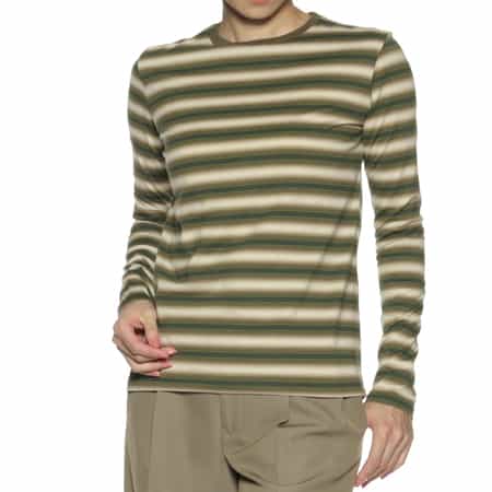 オーラリー グラデーションボーダー ロングスリーブ/ロンT AURALEE＜オーラリー＞ ロングスリーブボーダー柄Tシャツ
