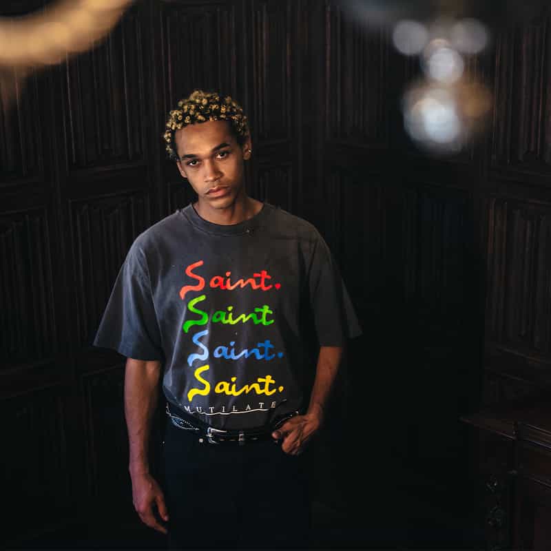 SAINT MXXXXXX SAINT MXXXXXX＜セント マイケル＞ ヴィンテージ加工プリントTシャツ BLACK