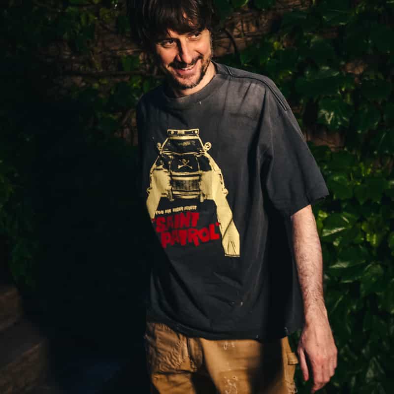 SAINT MXXXXXX SAINT MXXXXXX＜セント マイケル＞ ヴィンテージ加工プリントTシャツ BLACK