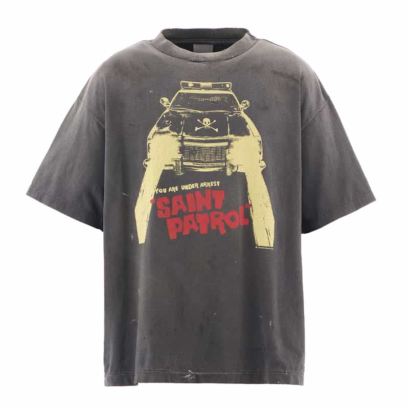 SAINT MXXXXXX SAINT MXXXXXX＜セント マイケル＞ ヴィンテージ加工プリントTシャツ BLACK