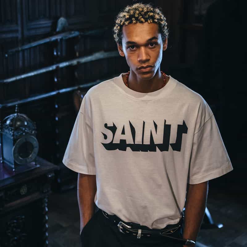 SAINT MXXXXXX SAINT MXXXXXX＜セント マイケル＞ ヴィンテージ加工プリントTシャツ WHITE