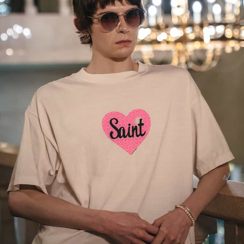 SAINT MXXXXXX SAINT MXXXXXX＜セント マイケル＞ ヴィンテージ加工プリントTシャツ WHITE