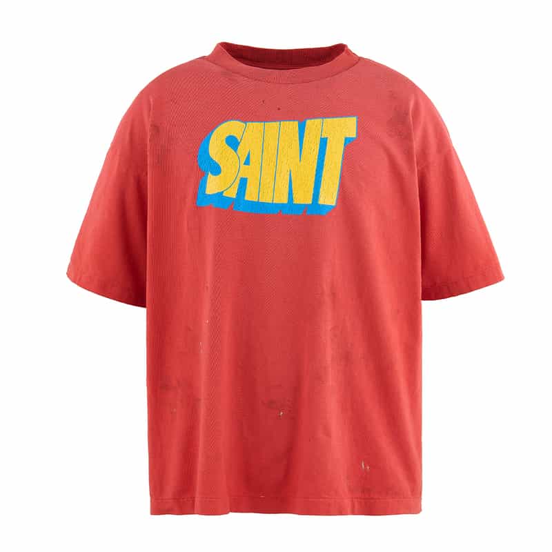 SAINT MXXXXXX SAINT MXXXXXX＜セント マイケル＞ ヴィンテージ加工ロゴ入りTシャツ RED