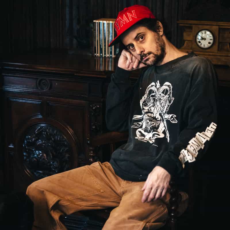 SAINT MXXXXXX SAINT MXXXXXX＜セント マイケル＞ ヴィンテージ加工ロングスリーブプリントTシャツ BLACK