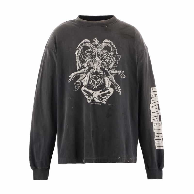 SAINT MXXXXXX SAINT MXXXXXX＜セント マイケル＞ ヴィンテージ加工ロングスリーブプリントTシャツ BLACK