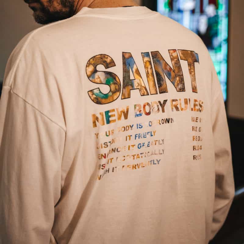 SAINT MXXXXXX SAINT MXXXXXX＜セント マイケル＞ プリントロゴ入りロングスリーブTシャツ WHITE