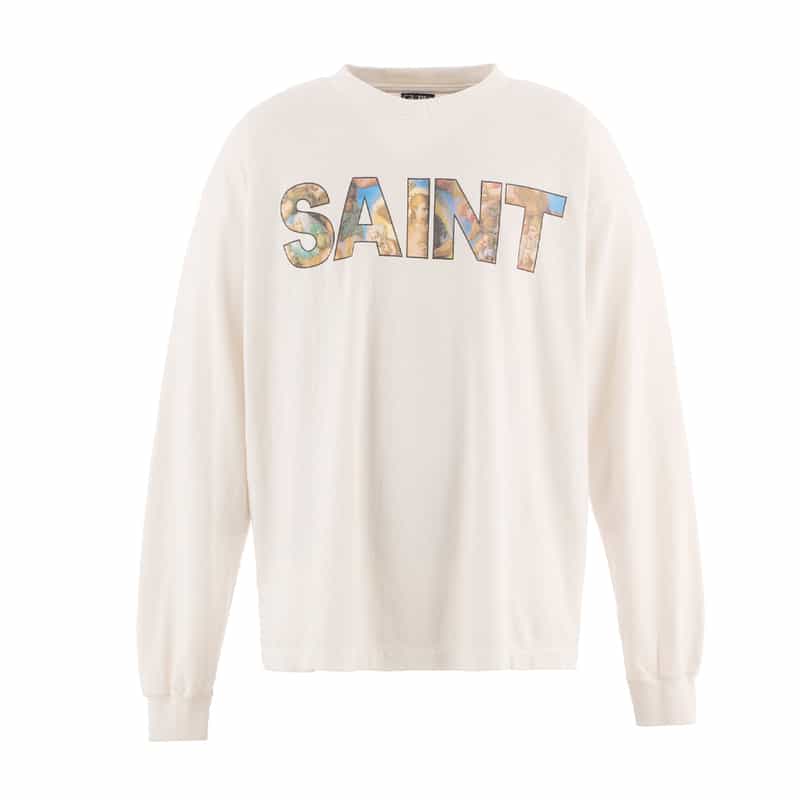 SAINT MXXXXXX SAINT MXXXXXX＜セント マイケル＞ プリントロゴ入りロングスリーブTシャツ WHITE