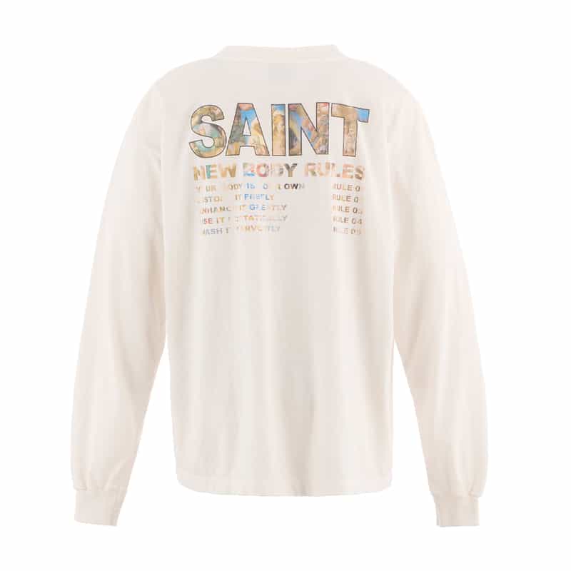 SAINT MXXXXXX SAINT MXXXXXX＜セント マイケル＞ プリントロゴ入りロングスリーブTシャツ WHITE
