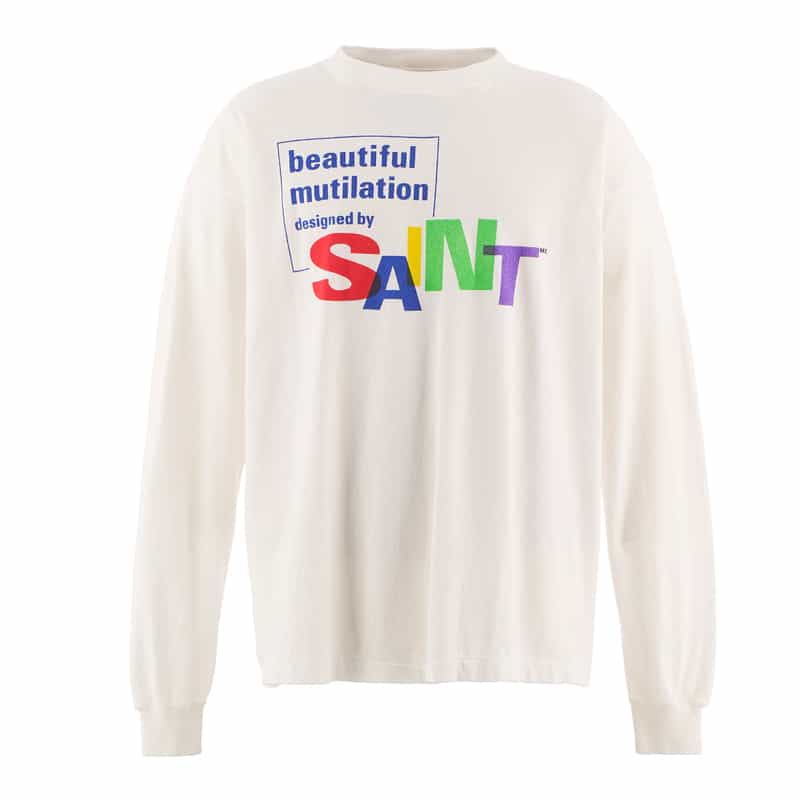 SAINT MXXXXXX SAINT MXXXXXX＜セント マイケル＞ プリントロゴ入りロングスリーブTシャツ WHITE