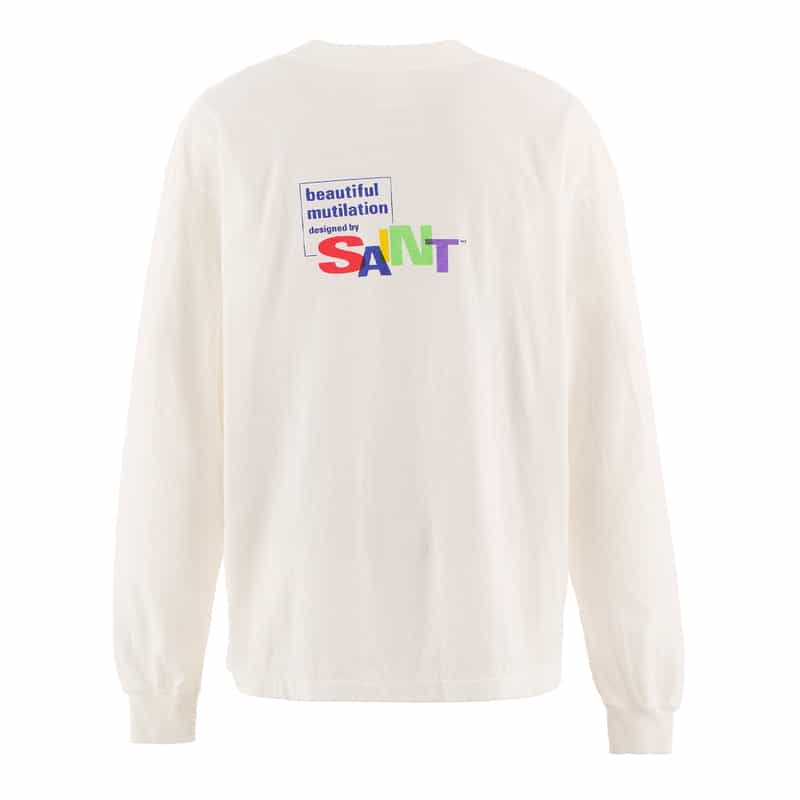 SAINT MXXXXXX SAINT MXXXXXX＜セント マイケル＞ プリントロゴ入りロングスリーブTシャツ WHITE