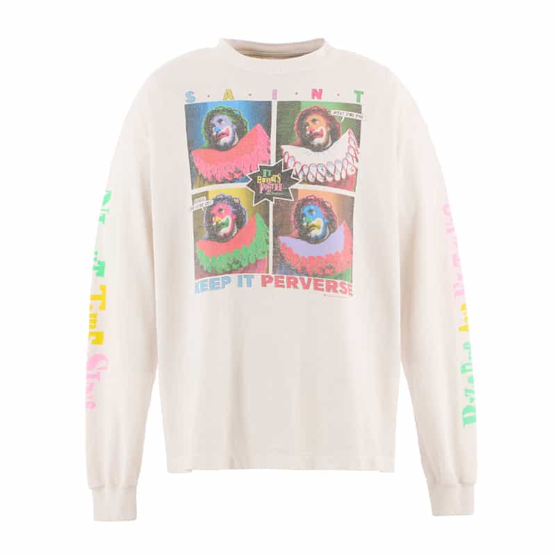 SAINT MXXXXXX SAINT MXXXXXX＜セント マイケル＞ ヴィンテージ加工ロングスリーブプリントTシャツ WHITE