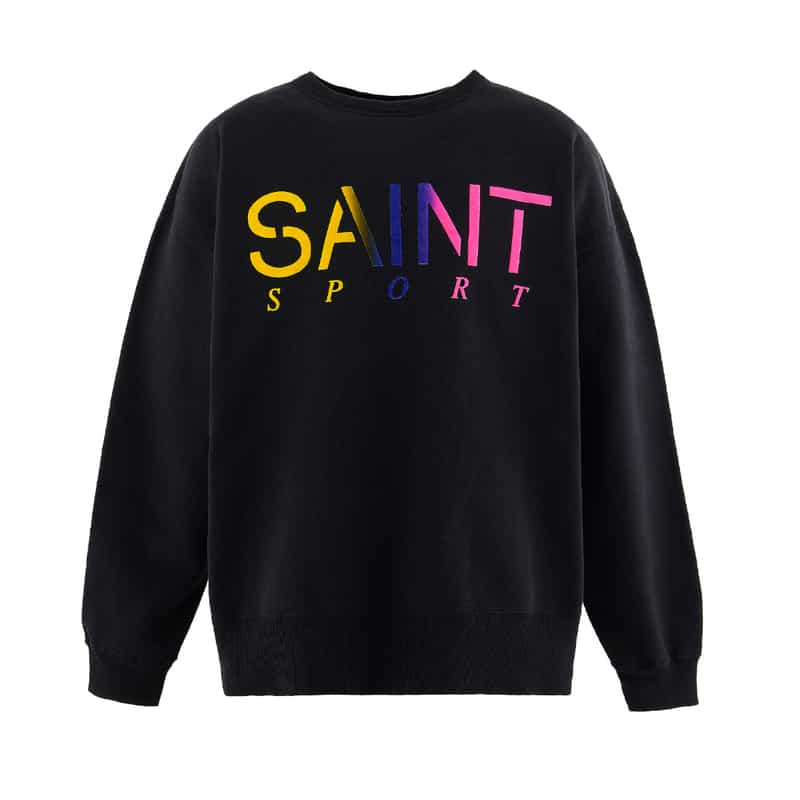 SAINT MXXXXXX SAINT MXXXXXX＜セント マイケル＞ プリントロゴ入りスウェットプルオーバー BLACK