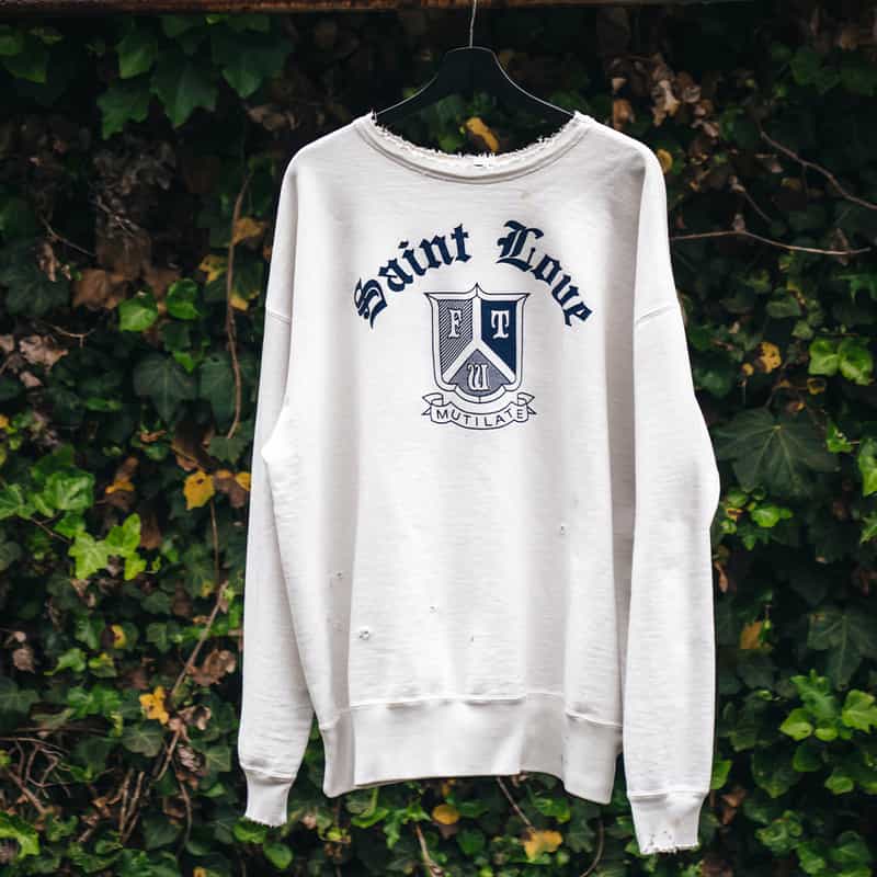 SAINT MXXXXXX SAINT MXXXXXX＜セント マイケル＞ ヴィンテージ加工スウェットプルオーバー WHITE