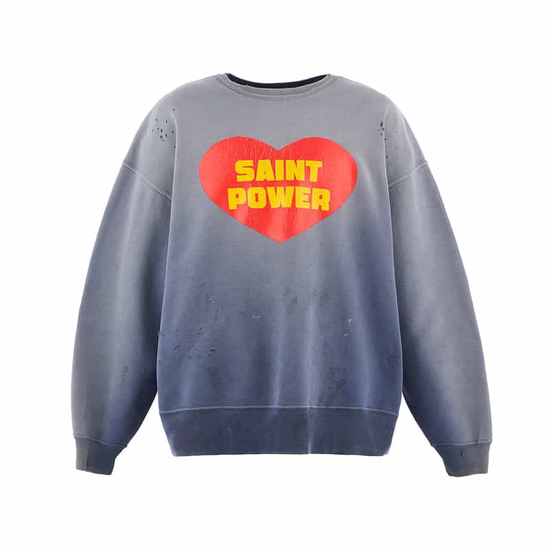 SAINT MXXXXXX SAINT MXXXXXX＜セント マイケル＞ ヴィンテージ加工スウェットプルオーバー NAVY