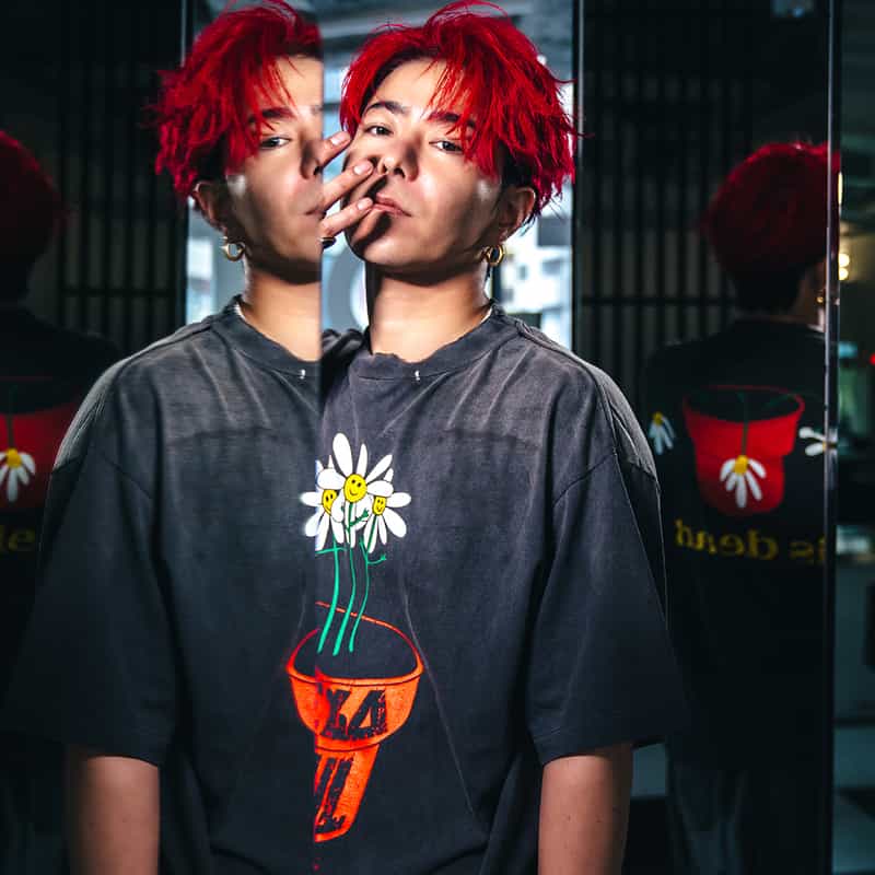 SAINT MXXXXXX SAINT MXXXXXX＜セント マイケル＞ ヴィンテージ加工プリントTシャツ BLACK