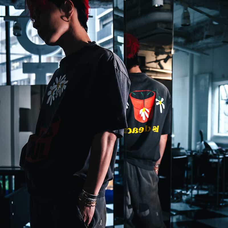 SAINT MXXXXXX SAINT MXXXXXX＜セント マイケル＞ ヴィンテージ加工プリントTシャツ BLACK