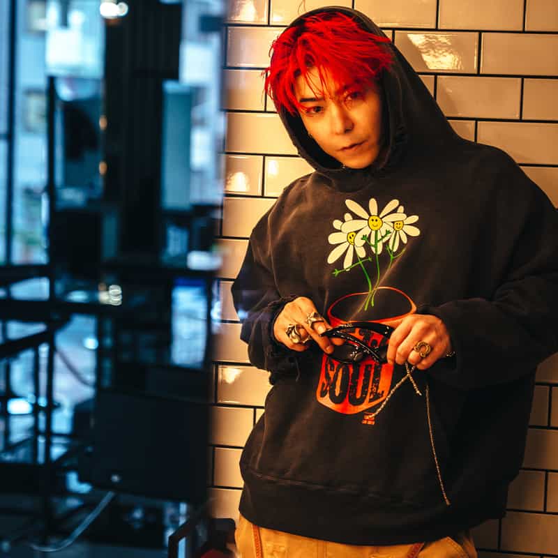 SAINT MXXXXXX SAINT MXXXXXX＜セント マイケル＞ ヴィンテージ加工スウェットフーディ BLACK