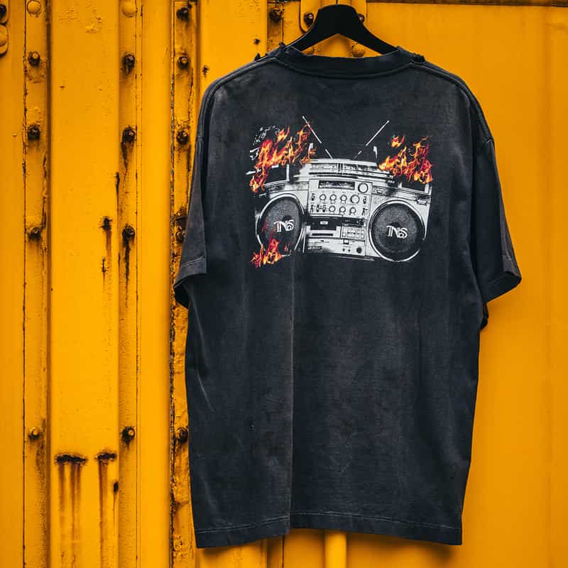 SAINT MXXXXXX SAINT MXXXXXX<セント マイケル> ヴィンテージ加工プリントTシャツ BLACK