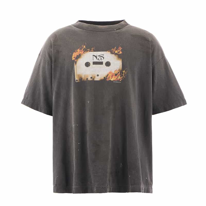 SAINT MXXXXXX SAINT MXXXXXX<セント マイケル> ヴィンテージ加工プリントTシャツ BLACK