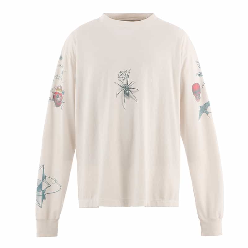 SAINT MXXXXXX SAINT MXXXXXX＜セント マイケル＞ ヴィンテージ加工ロングスリーブTシャツ WHITE