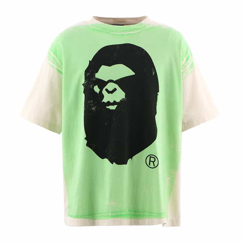 SAINT MXXXXXX SAINT MXXXXXX＜セント マイケル＞ ヴィンテージ加工Tシャツ GREEN