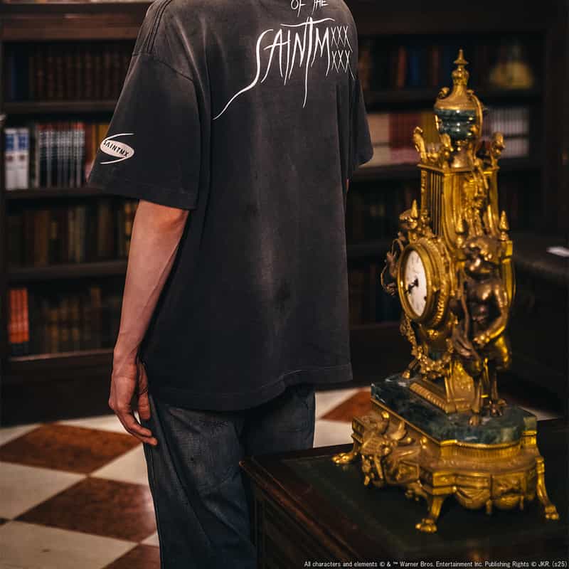 SAINT MXXXXXX SAINT MXXXXXX＜セント マイケル＞ ヴィンテージ加工プリントTシャツ BLACK