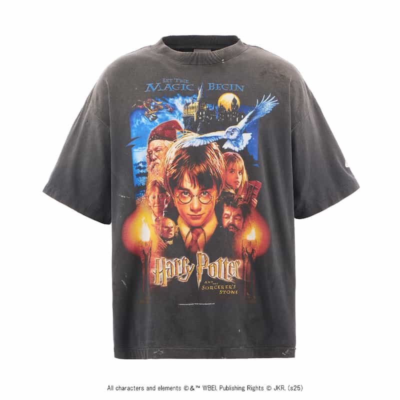 SAINT MXXXXXX SAINT MXXXXXX＜セント マイケル＞ ヴィンテージ加工プリントTシャツ BLACK