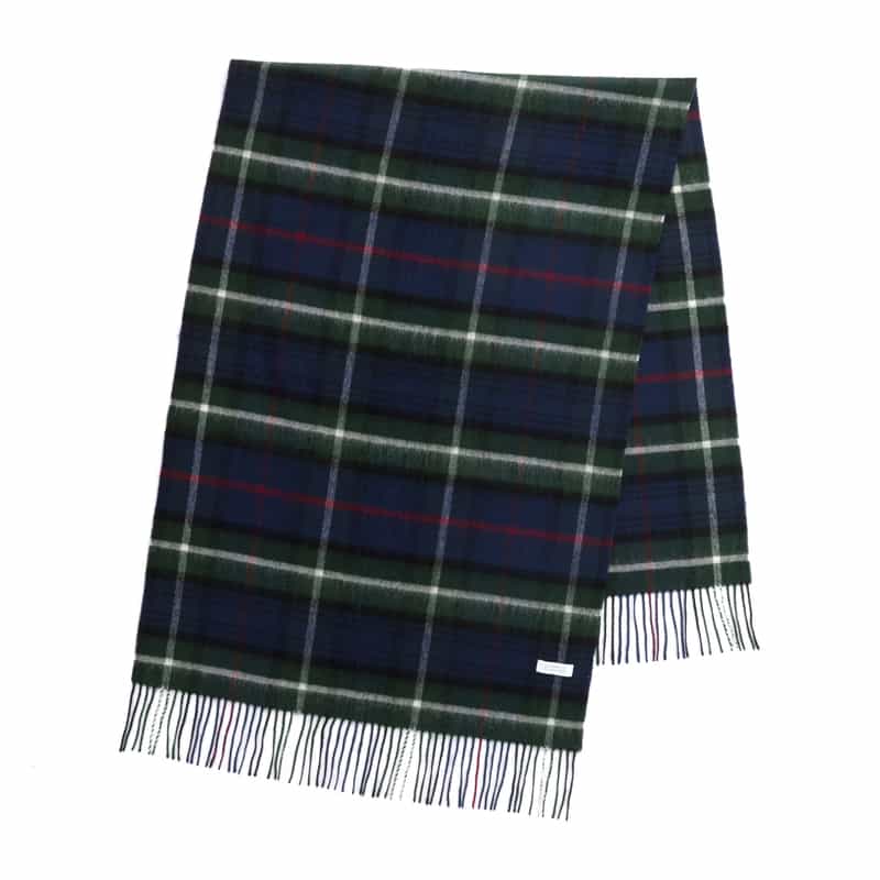 BARNEYS NEW YORK チェック柄フリンジスカーフ GREEN