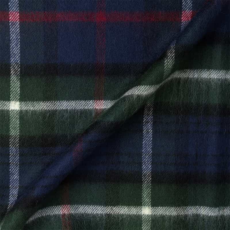 BARNEYS NEW YORK チェック柄フリンジスカーフ GREEN