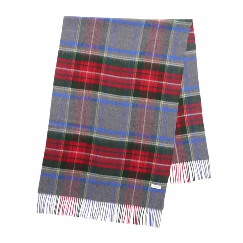 BARNEYS NEW YORK チェック柄フリンジスカーフ RED