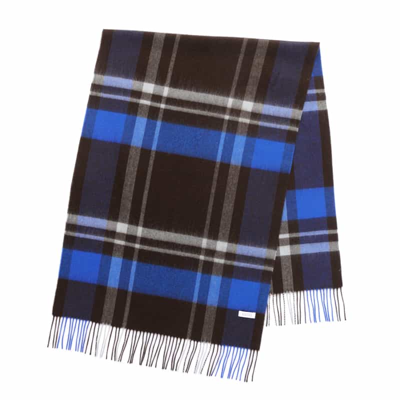 BARNEYS NEW YORK チェック柄フリンジスカーフ BROWN