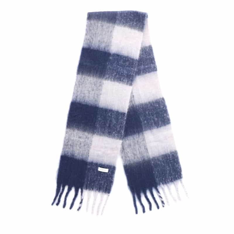 BARNEYS NEW YORK チェック柄フリンジスカーフ PURPLE