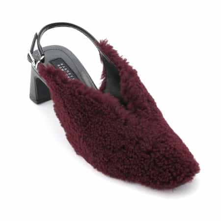 バックストラップ付フェイクファーパンプス