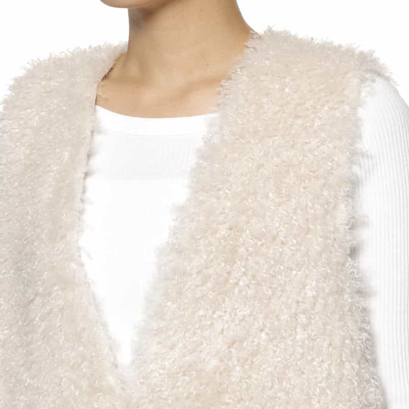 BARNEYS NEW YORK フェイクファー リバーシブル ロングベスト OFF WHITE